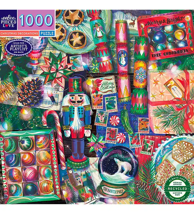Eeboo Puzzel - 1000 Bakstenen - Kerstversiering Nu Kopen