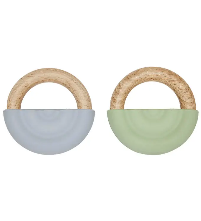OYOY Bijtring - Rainbow Bijtring - 2-pack - Dusty Blue/Green Korting