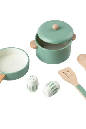 Nu Kopen Sebra Houten Speelgoed - Keukenpannenset - Groen