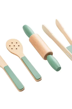 Sebra Houten Speelgoed - Keukengerei set - Groen Flitsaanbieding