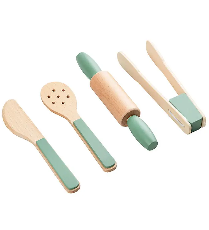 Sebra Houten Speelgoed - Keukengerei set - Groen Flitsaanbieding