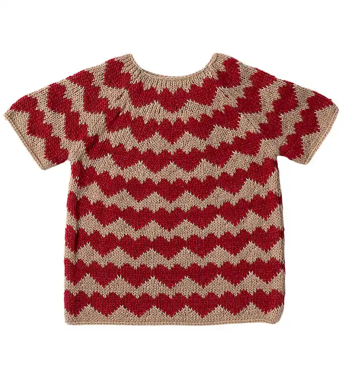 Fabrieksprijs Maileg Julesweater voor Elfmeisje - Maat6 - Beige/Rode Harten
