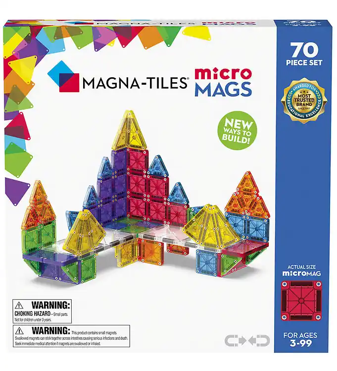 Magna-Tiles Magneetset - 70 Onderdelen - MicroMAGS Direct Verzonden