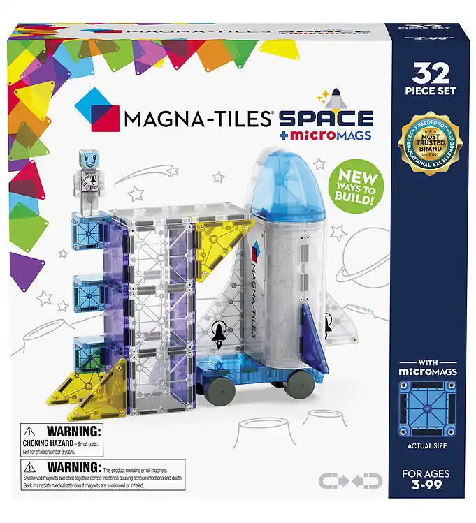 Magna-Tiles Magneetset - 32 Onderdelen - Space + MicroMAGS Gecertificeerd