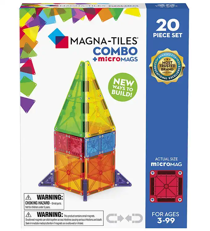 Magna-Tiles Magneetset - 20 Onderdelen - MicroMAGS & Combo Weekendaanbieding