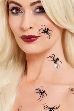 Smiffys Stickers - 3D Spider Stickers - 6-pack - Zwart Exclusieve Aanbieding