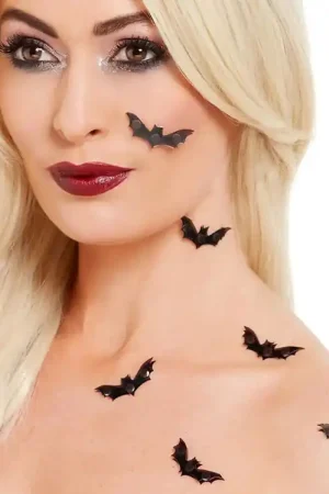 Smiffys Stickers - 3D Vleermuisstickers - 6-pack - Zwart Finale Uitverkoop