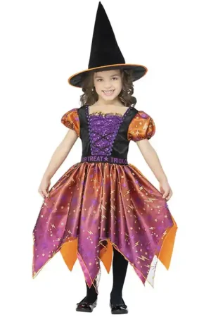 Hete Deal Smiffys Kostuum - Moon & Stars Witch - Paars/Oranje