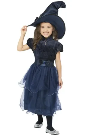 Hete Deal Smiffys Kostuum - Deluxe Midnight Witch - Blauw