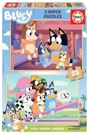 Tijdelijk Beschikbaar Educa Puzzel - Hout - 2x25 Bakstenen - Bluey