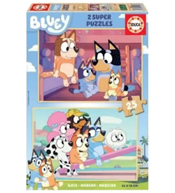 Tijdelijk Beschikbaar Educa Puzzel - Hout - 2x25 Bakstenen - Bluey
