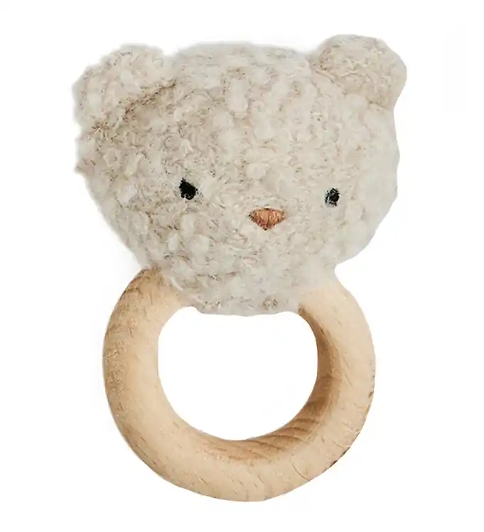 Gereduceerde Prijs Smallstuff Rammelaar - Bear - Wol - Nature