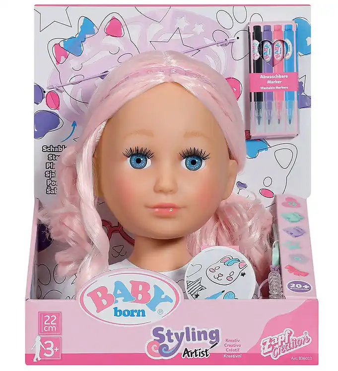 Lage Kosten Baby Born Make-uphoofd m. Accessoires - Zus Styling Artiest