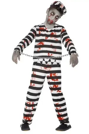 Speciale Aanbieding Smiffys Kostuum - Zombiegevangene - Zwart/Wit