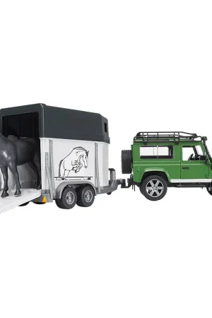 Bruder Auto - Land Rover Defender m. Paardentrailer - 02592 Shop Nu