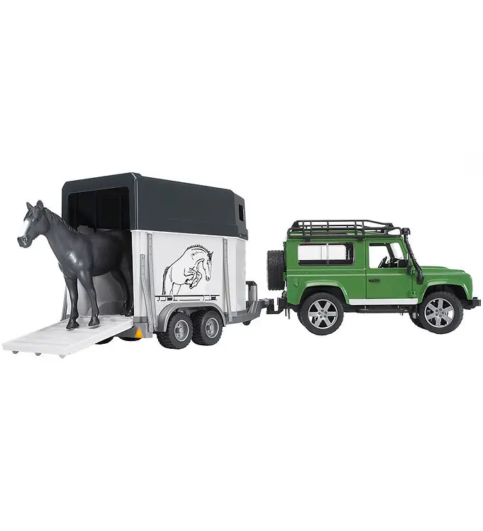 Bruder Auto - Land Rover Defender m. Paardentrailer - 02592 Shop Nu