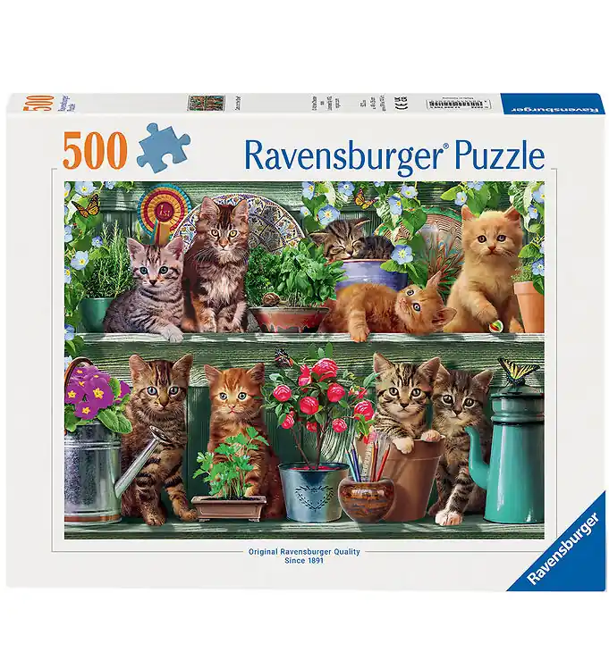 Express Levering Ravensburger Puzzel - 500 Bakstenen - Katten op de plank