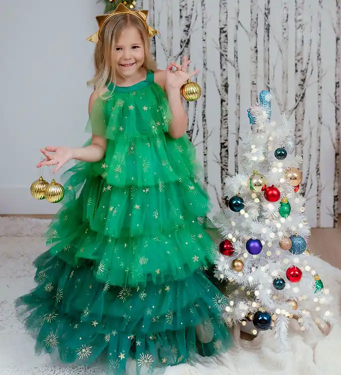 Goedkoop Great Pretenders Kostuum - Kerstboomjurk - Groen/Goud