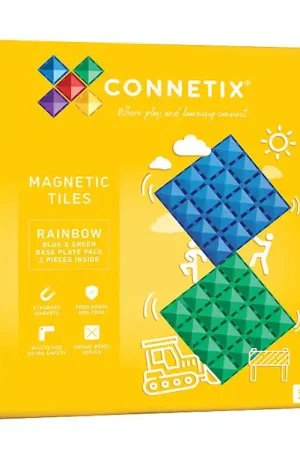 Connetix Magnetische platen - 2 Onderdelen - Blauw en Groen Weekendaanbieding