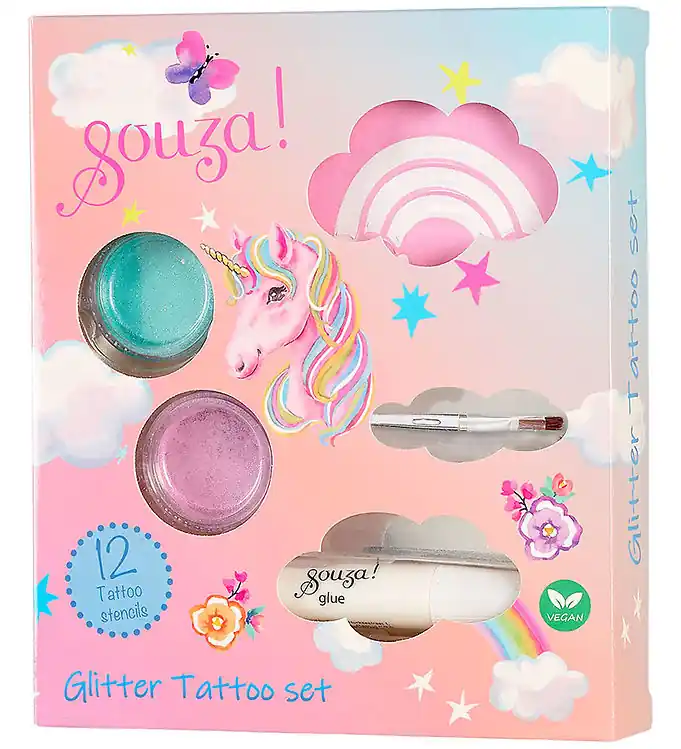 Souza Glitter-Tattoos - 12 sjablonen - Unicorn Op = Op