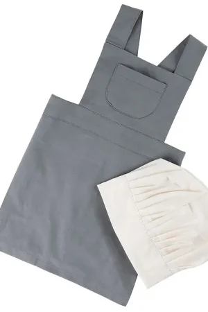 Uitverkoop Sebra Schort m. Koksmuts - Elephant Grey/Classic+ White