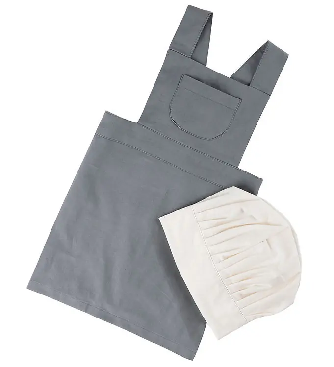 Uitverkoop Sebra Schort m. Koksmuts - Elephant Grey/Classic+ White