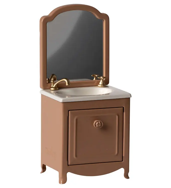 Dagaanbieding Maileg Miniatuur Commode m. Wassen & Spiegel - Muis - Dark Powde