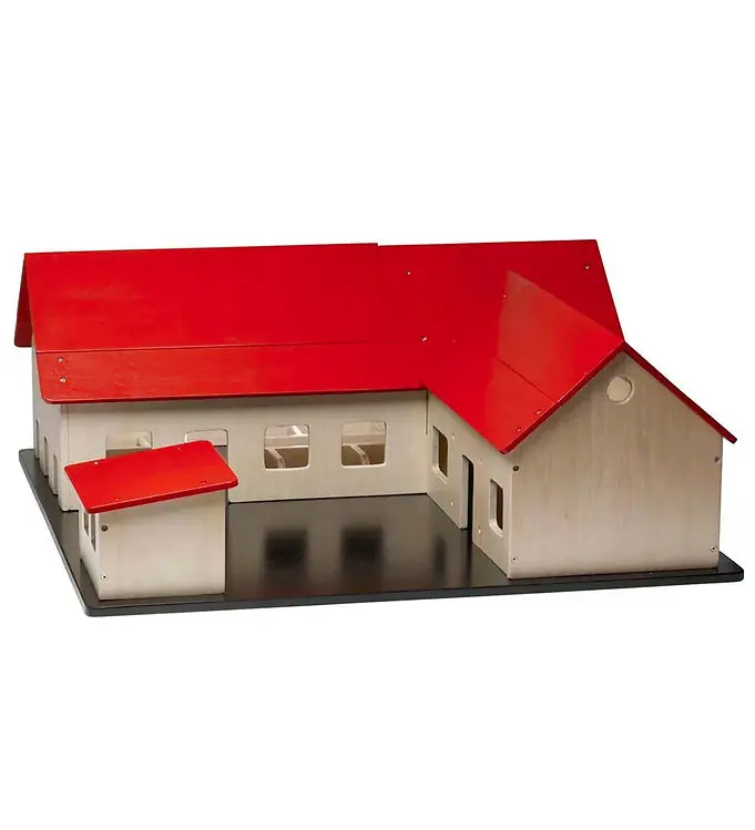 Krea Boerderij - Hout - 60x60 cm - Naturel/Rood Merkproduct