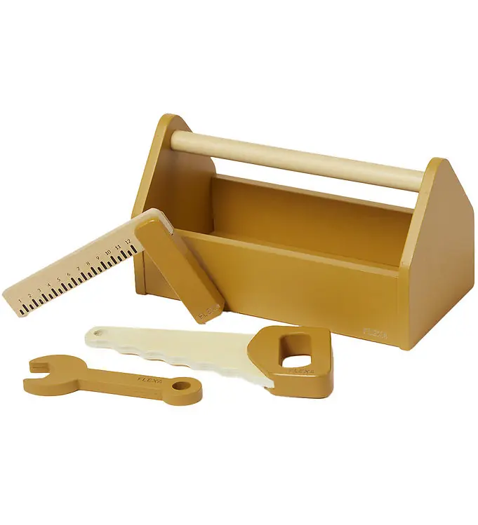 Flexa Gereedschapskist - Hout - Play - 4 Onderdelen - Mustard/Bi Laatste Versie