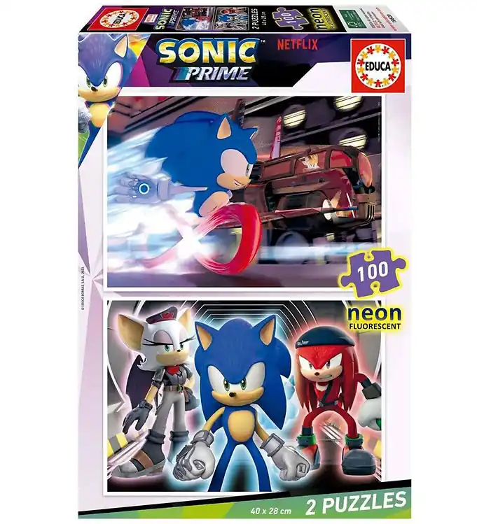Educa Puzzel - 2x100 Bakstenen - Sonic Priemgetal Neon Hete Deal