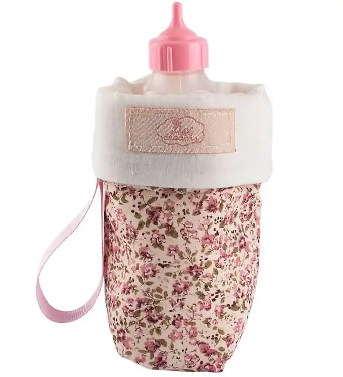 Beperkt Aanbod Asi Poppen Accessoires - Babyflesje m. Opbergtas - Roze/Bloem