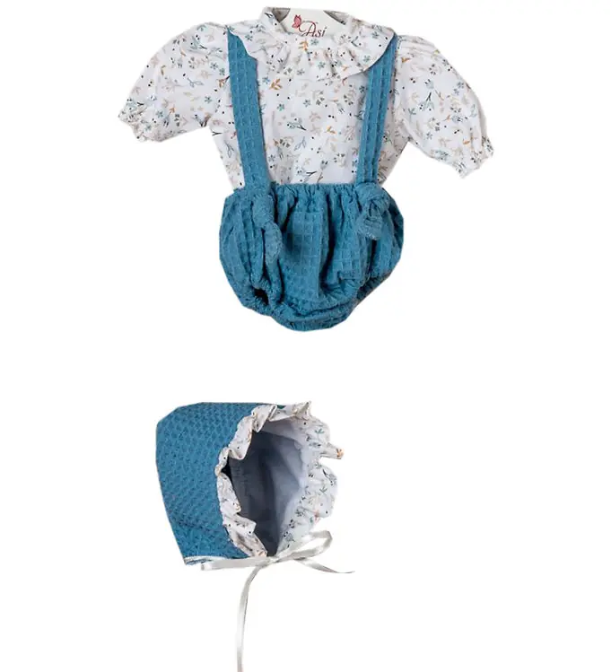 Asi Poppenkleding - 46 cm - Leo - Blauw/Wit Korting
