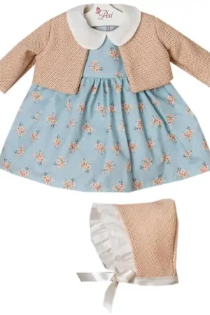 Asi Poppenkleding - 46 cm - Leonora - Beige/Blauw Uitverkoop