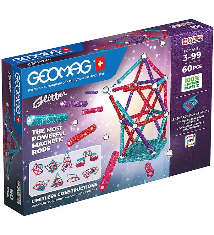Hoge Kwaliteit Geomag Magneetset - Glitter Gerecycled - 60 Onderdelen
