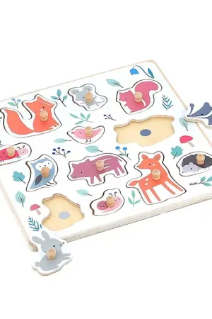 Bestseller Vilac HoutPuzzel - 12 Bakstenen - Dieren van het bos