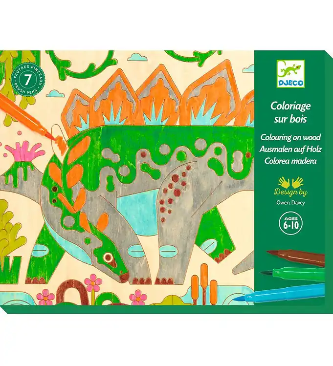 Lage Kosten Djeco Creatieve Speelset - Kleuren op Hout - Dino World