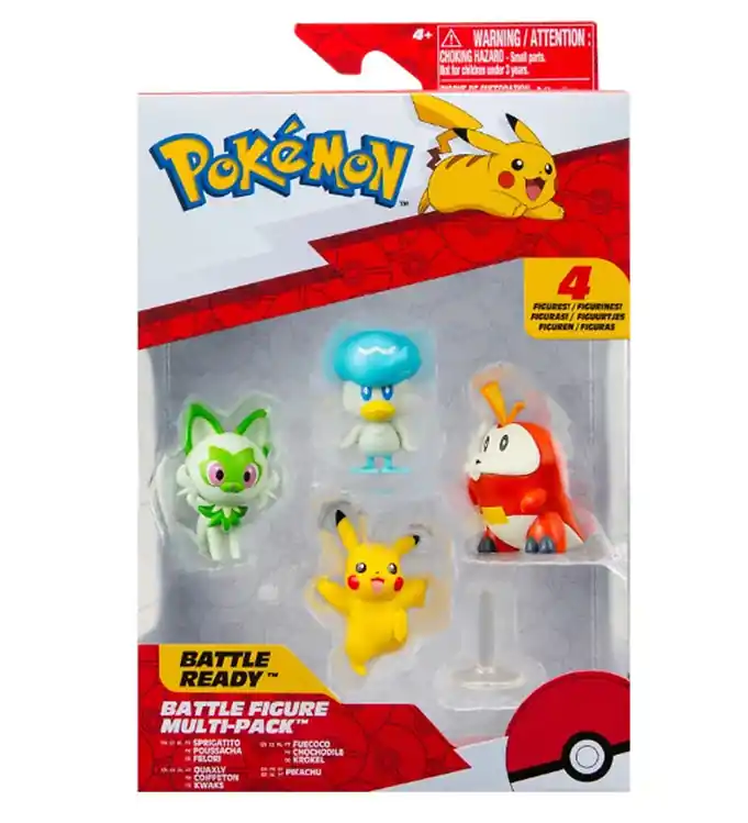 Pokémon Speelfiguren - 4-pack - Gevechtsfiguur - Pikachu/Sprigat Betaalbaar