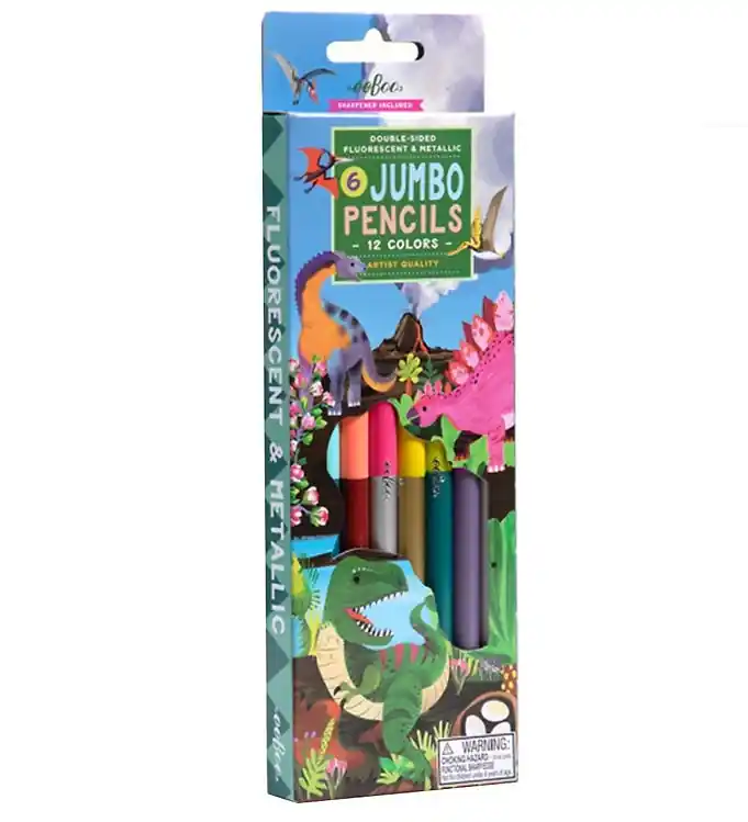 Eeboo Kleurpotloden - 6 st. - Jumbo - Dinosaur Finale Uitverkoop