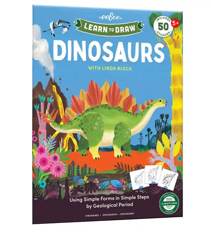 Hoge Kwaliteit Eeboo Kleurboek - Leer tekenen - Dinosaurussen