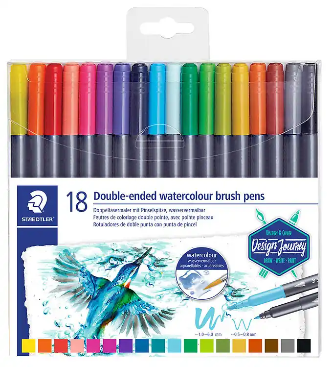 Staedtler Markers - 18 st. - Double-eindigde aquarelpenseelpen Exclusieve Aanbieding