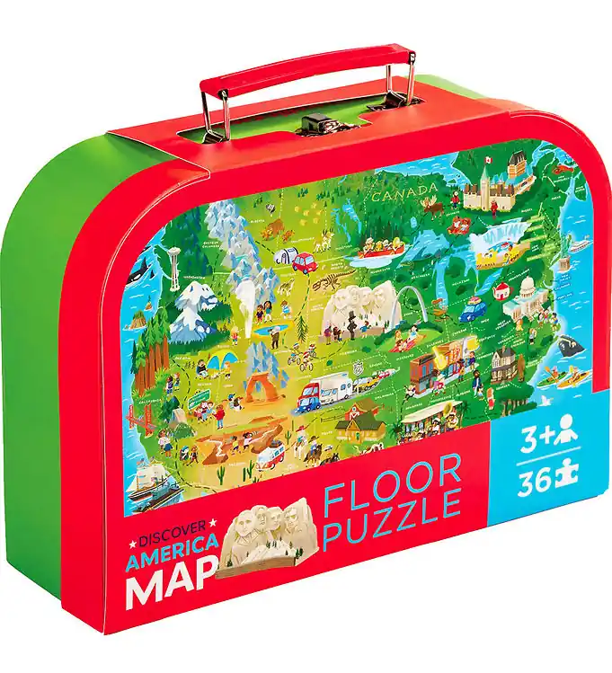Crocodile Creek Puzzel - 36 Bakstenen - Discover America Map Snelle Levering