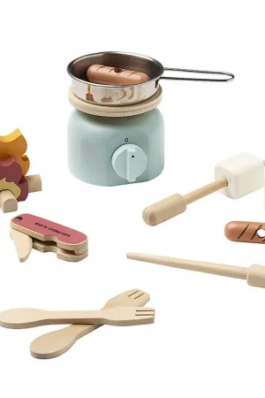 Kids Concept Keukenset - Hout - 12 Onderdelen - Camping Kookplaa Op = Op