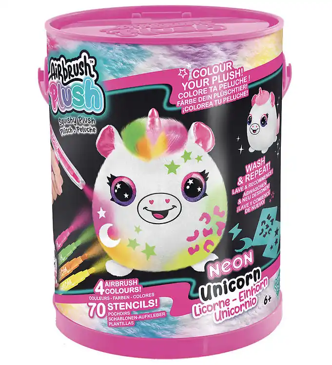 Superprijs Airbrush Plush Knuffel - Squish Pals Paint Can - Neon - 15 cm -