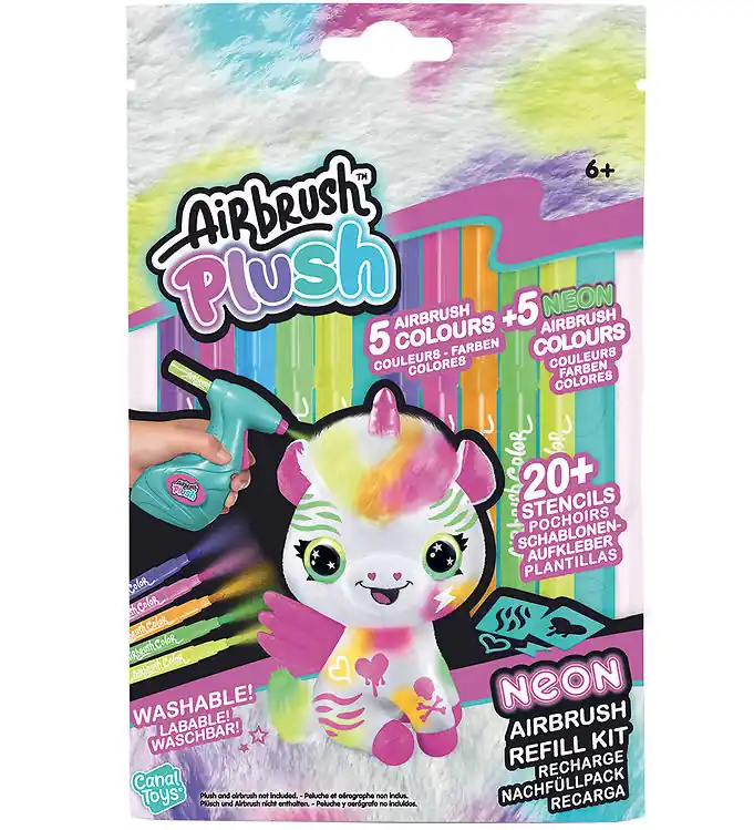 Airbrush Plush Tekenset - Refill Neon Set - 10 st. Gratis Retour