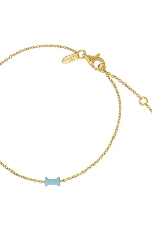 Design Letters Armband - 20 cm - Bow Stropdas - Goud/Lichtblauw Flitsaanbieding