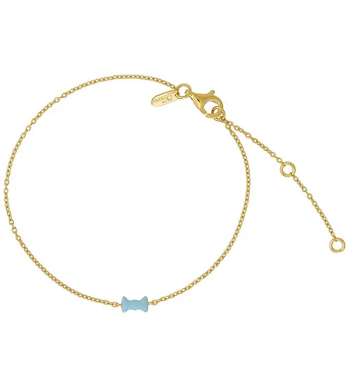 Design Letters Armband - 20 cm - Bow Stropdas - Goud/Lichtblauw Flitsaanbieding
