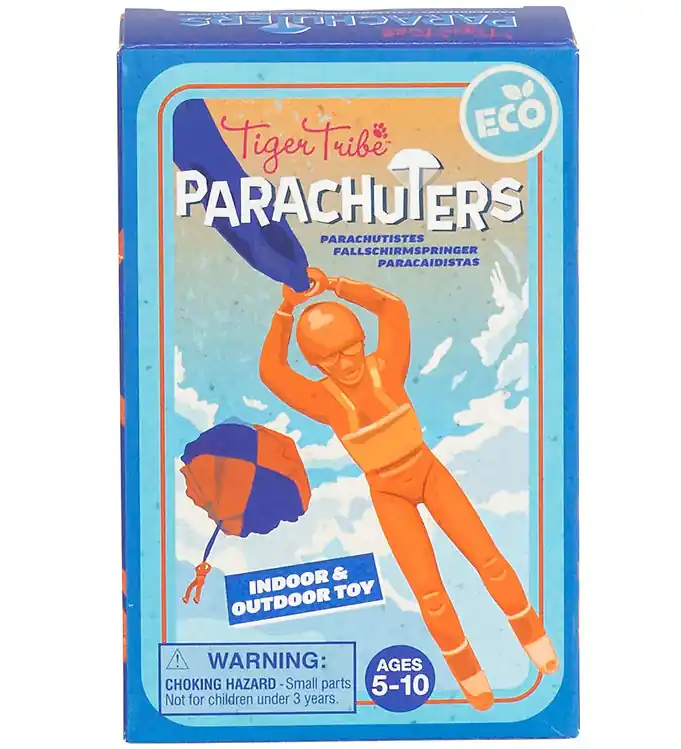 Tiger Tribe Speelgoed - Parachutist - Blauw/Oranje Asst. Op = Op