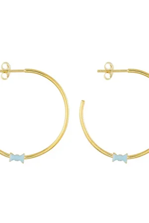 Design Letters Oorbellen - Bow Stropdas - Goud/Lichtblauw Betaalbaar