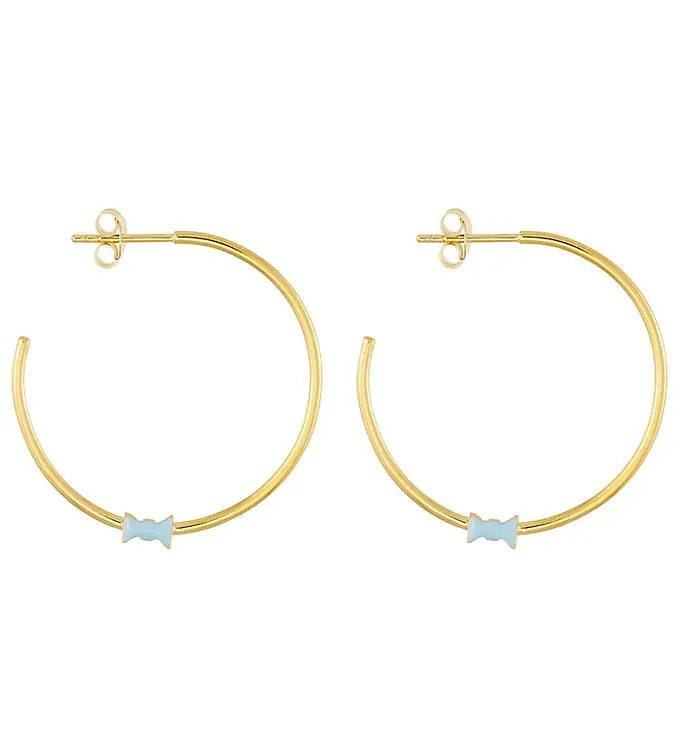 Design Letters Oorbellen - Bow Stropdas - Goud/Lichtblauw Betaalbaar