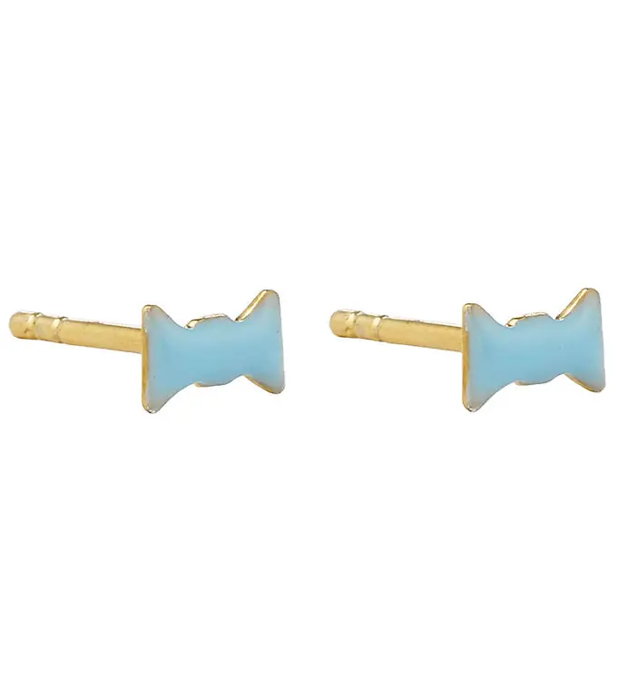 Goedkoop Design Letters Oorbellen - Bow Stropdas - Goud/Lichtblauw
